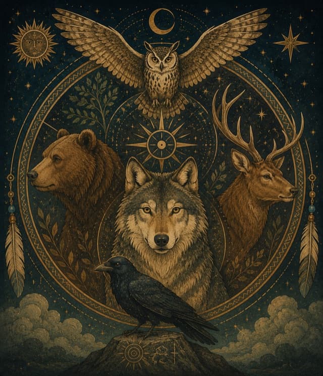 Ilustrace lišky mezi lesními květinami