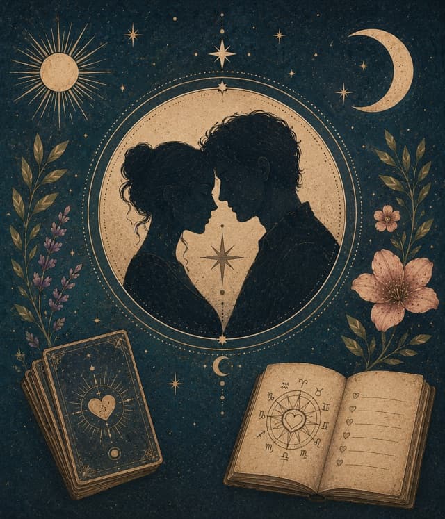 Ilustrace dvou srdcí propletených květinami